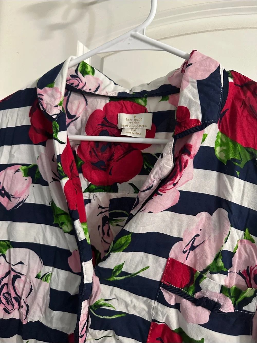 NEW Kate Spade Floral Stripe Pajama Set Size Large